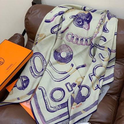 HERMES 25S SCARF 137 IN SILK CASHMERE 991688