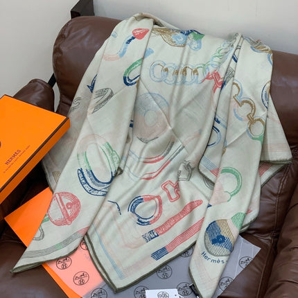 HERMES 25S SCARF 137 IN SILK CASHMERE 991689