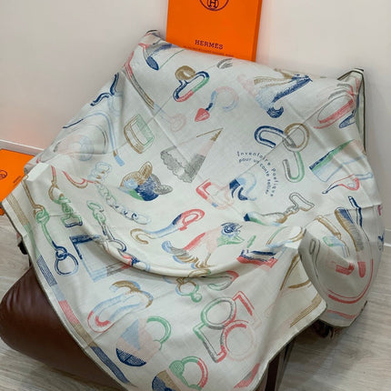 HERMES 25S SCARF 137 IN SILK CASHMERE 991689