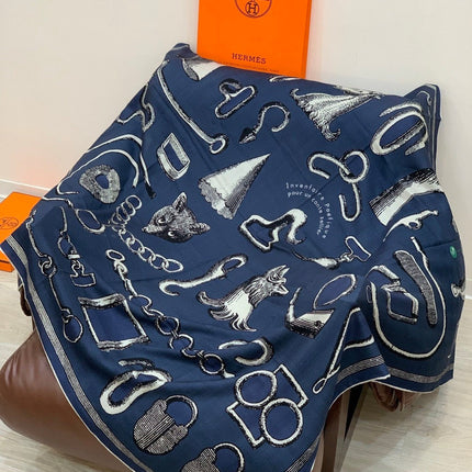 HERMES 25S SCARF 137 IN SILK CASHMERE 991690