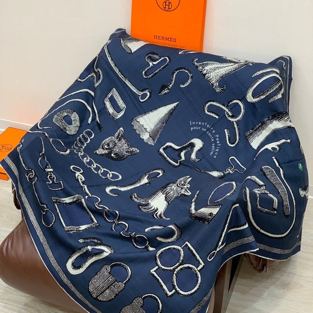 HERMES 25S SCARF 137 IN SILK CASHMERE 991690