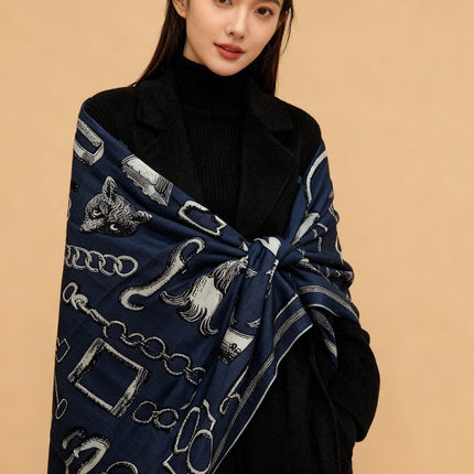 HERMES 25S SCARF 137 IN SILK CASHMERE 991690