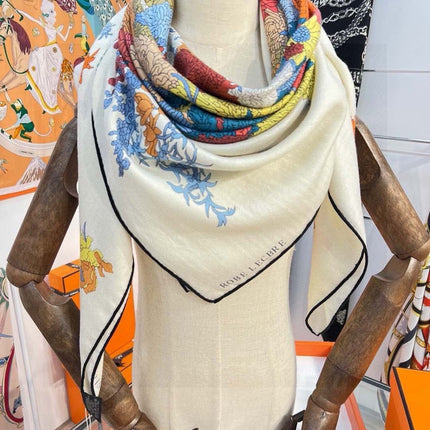 HERMES 26S SCARF 140 IN CASHMERE AND SILK 303340
