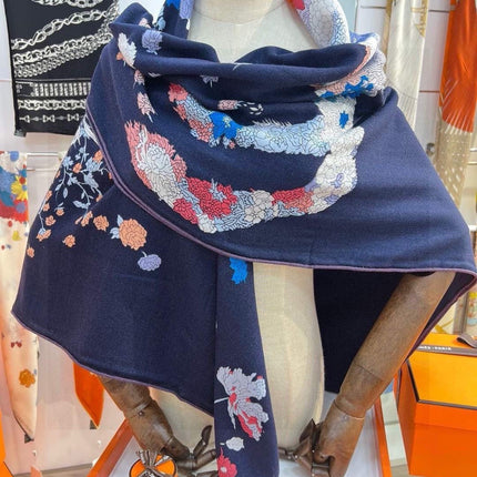 HERMES 26S SCARF 140 IN CASHMERE AND SILK 303342