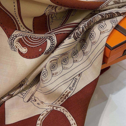 HERMES 26S SCARF 140 IN CASHMERE AND SILK 303354
