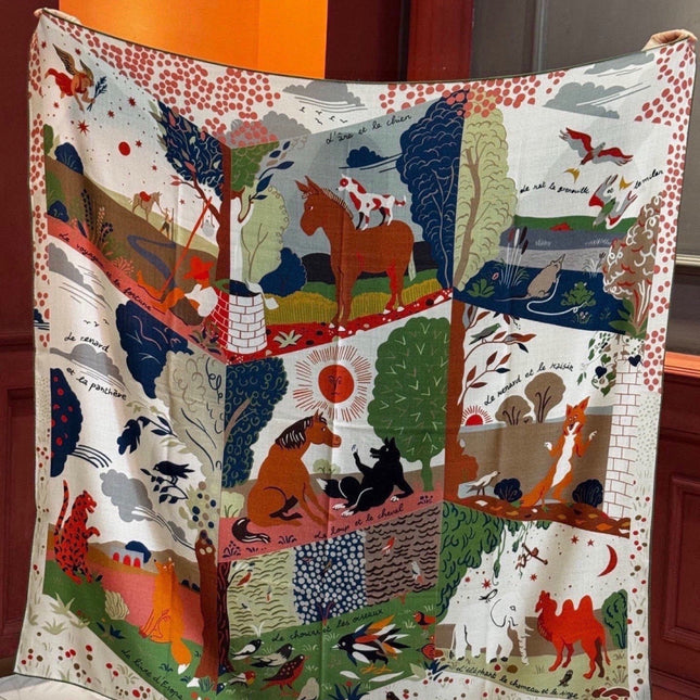 HERMES 26S SCARF 140 IN CASHMERE AND SILK 303102