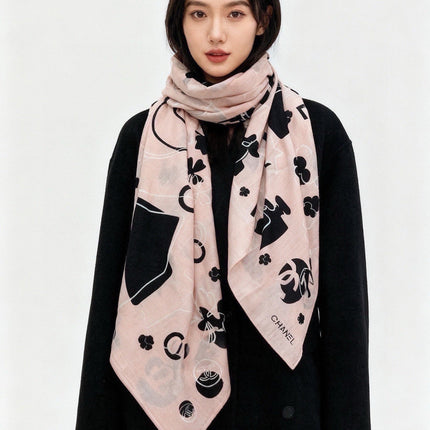 CHANEL 26S SCARF 140 IN CASHMERE AND SILK 303153