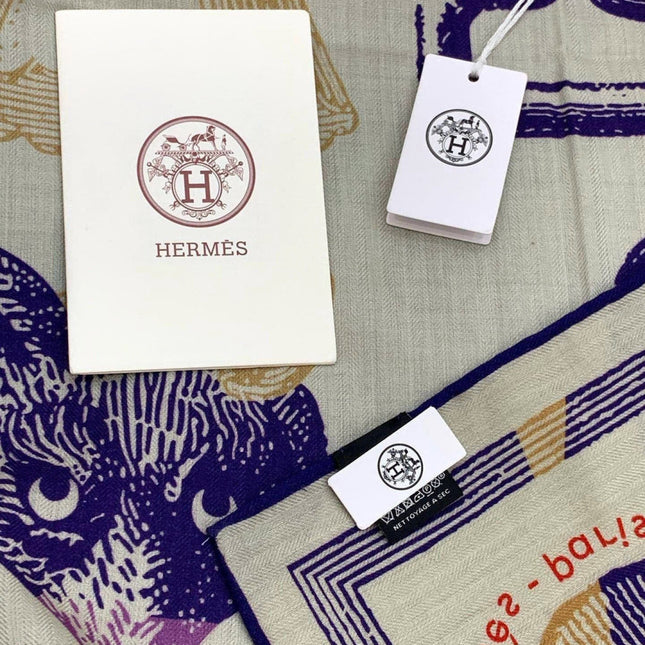 HERMES 26S SCARF 140 IN CASHMERE AND SILK 303155