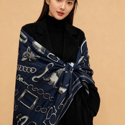 HERMES 26S SCARF 140 IN CASHMERE AND SILK 303157