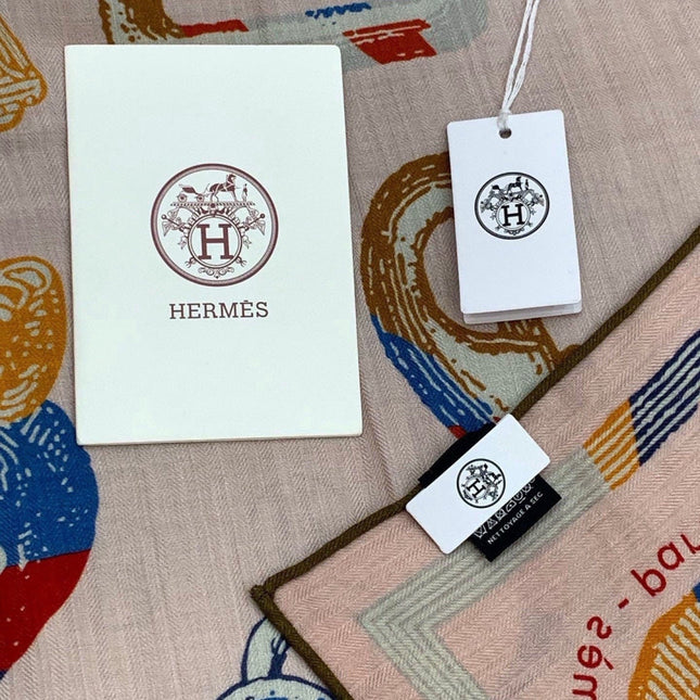 HERMES 26S SCARF 140 IN CASHMERE AND SILK 303158