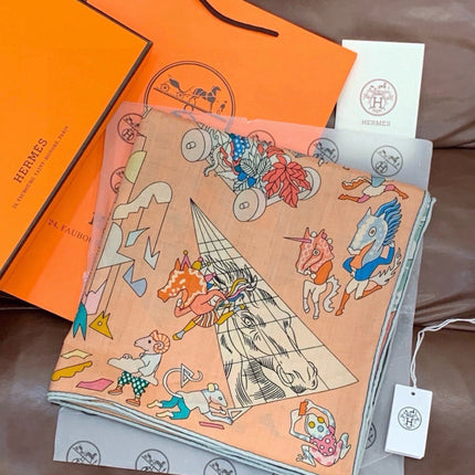 HERMES 26S SCARF 135 IN CASHMERE AND SILK 304245