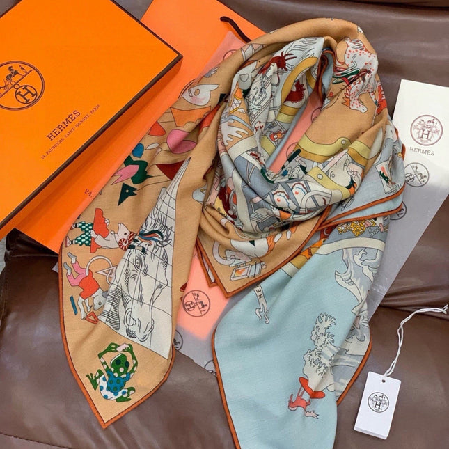 HERMES 26S SCARF 135 IN CASHMERE AND SILK 304246
