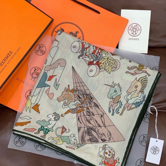 HERMES 26S SCARF 135 IN CASHMERE AND SILK 304247