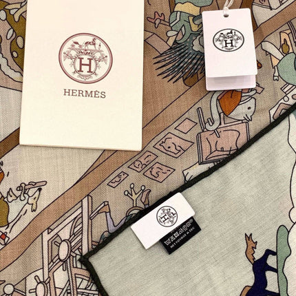 HERMES 26S SCARF 135 IN CASHMERE AND SILK 304247