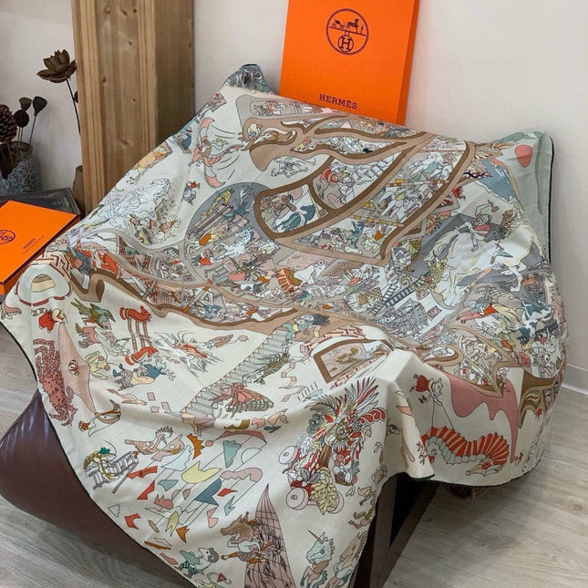 HERMES 26S SCARF 135 IN CASHMERE AND SILK 304247