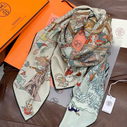 HERMES 26S SCARF 135 IN CASHMERE AND SILK 304248