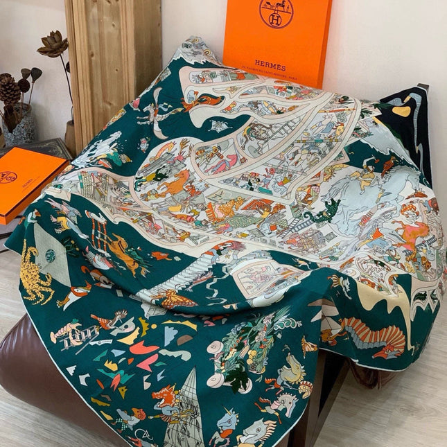 HERMES 26S SCARF 135 IN CASHMERE AND SILK 304251