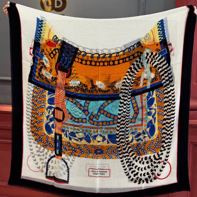 HERMES 26S LONG SCARF 200 IN CASHMERE AND SILK 306084