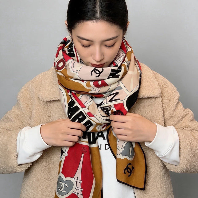 CHANEL 26S SCARF 135 IN CASHMERE AND SILK 309869