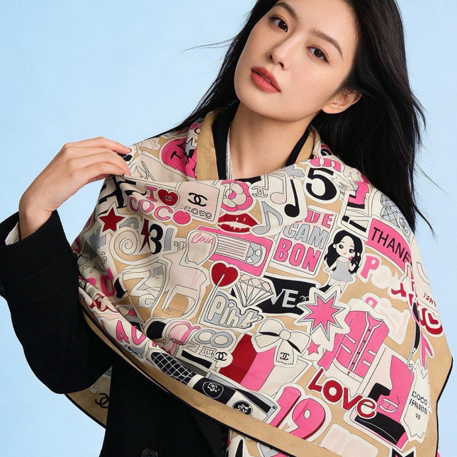 CHANEL 26S SCARF 135 IN CASHMERE AND SILK 309870