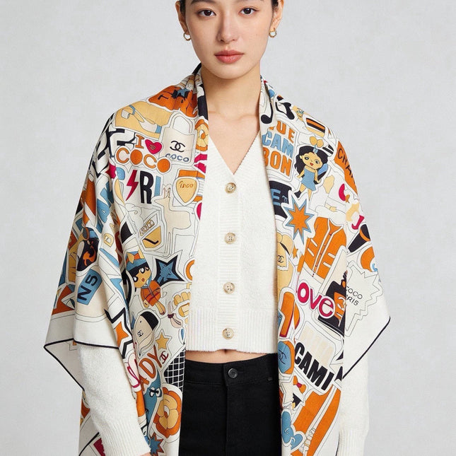 CHANEL 26S SCARF 135 IN CASHMERE AND SILK 309871