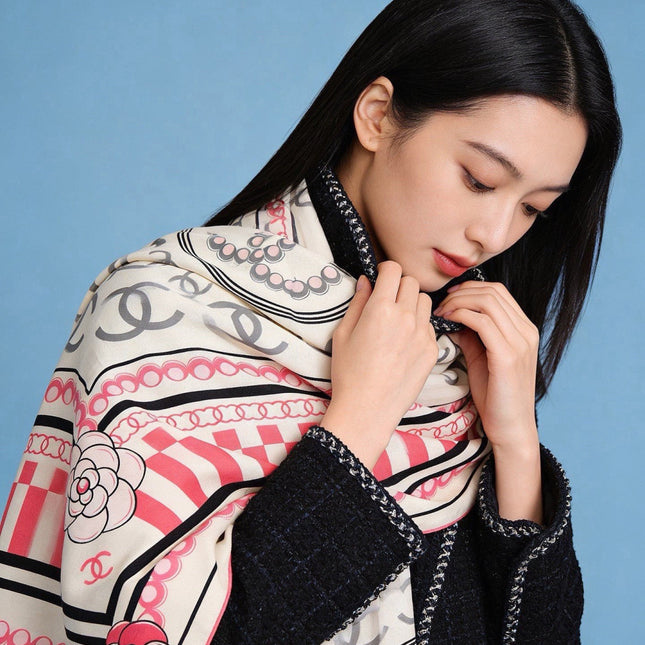 CHANEL 26S SCARF 135 IN CASHMERE AND SILK 309894