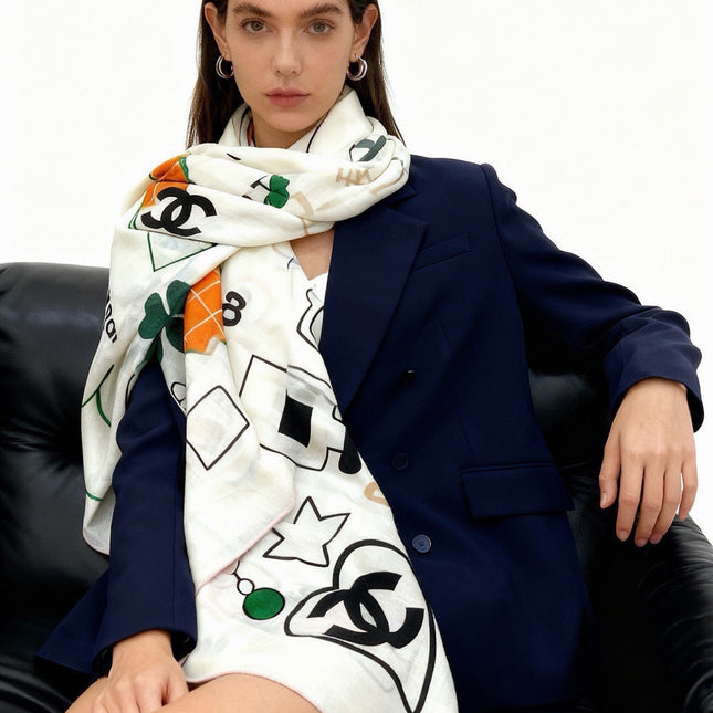 CHANEL 26S SCARF 135 IN CASHMERE AND SILK 309915
