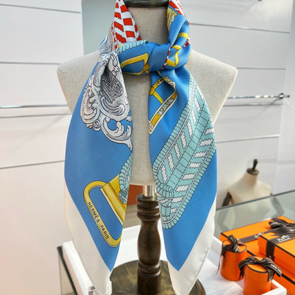 HERMES 26S PRINTED SQUARE SCARF 88 IN SILK 309941