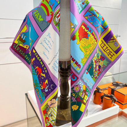HERMES 26S PRINTED SQUARE SCARF 88 IN SILK 309943