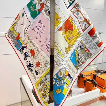 HERMES 26S PRINTED SQUARE SCARF 88 IN SILK 309946