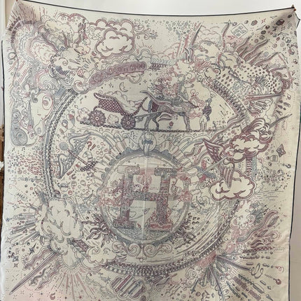HERMES 26S PRINTED SQUARE SCARF 135 IN SILK 311976