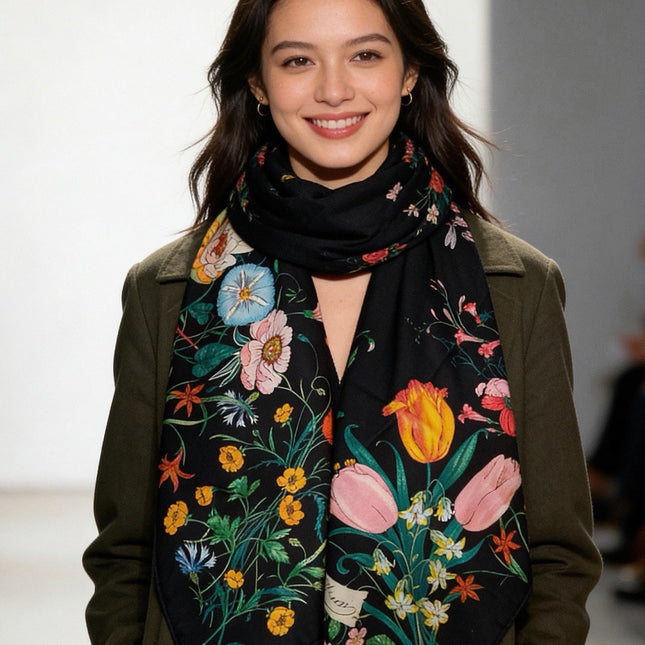 GUCCI 26S SCARF 140 IN CASHMERE AND SILK 311984