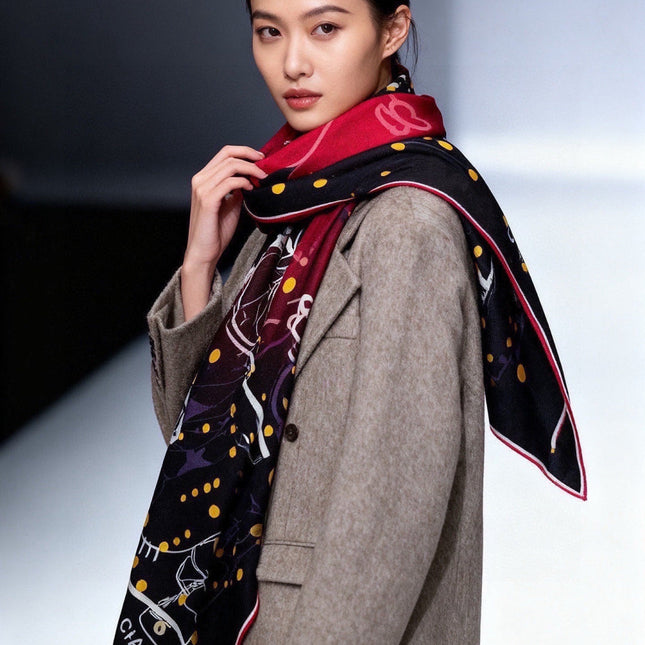 CHANEL 26S SCARF 135 IN SILK AND CASHMERE 313315