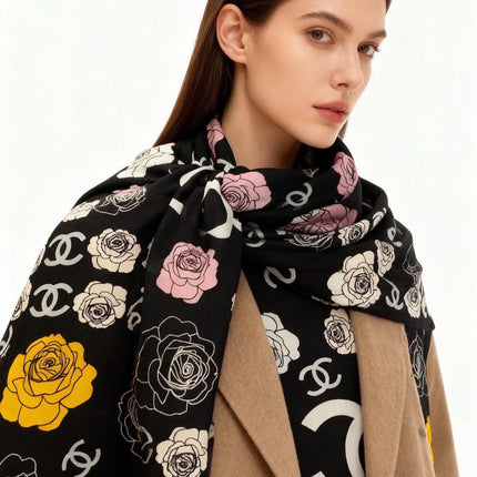CHANEL 26S SCARF 140 IN SILK AND CASHMERE 313319
