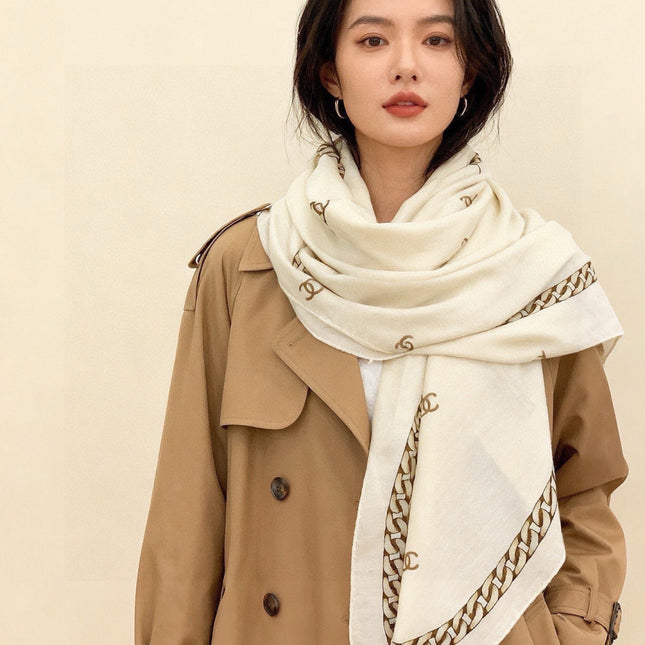 CHANEL 26S SCARF 135 IN SILK AND CASHMERE 313344