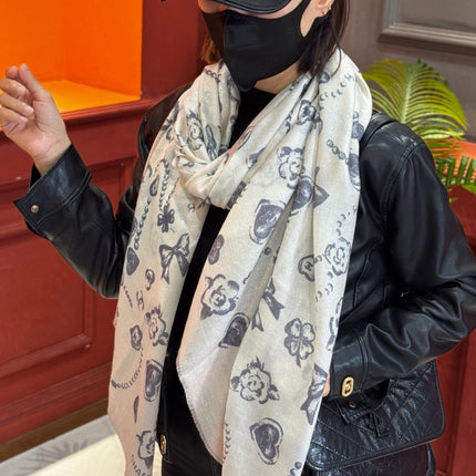 CHANEL 26S PRINTED SHAWL 200 IN SILK 313395
