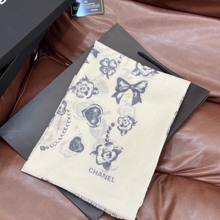 CHANEL 26S PRINTED SHAWL 200 IN SILK 313395