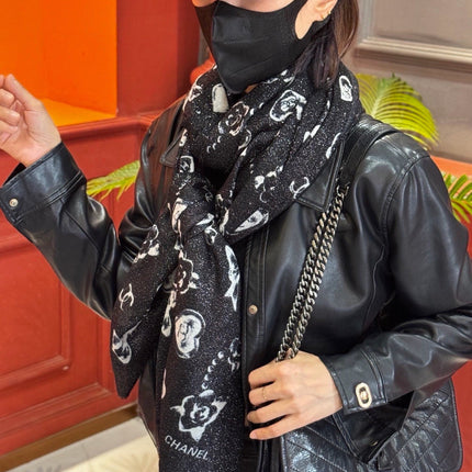 CHANEL 26S PRINTED SHAWL 200 IN SILK 313396