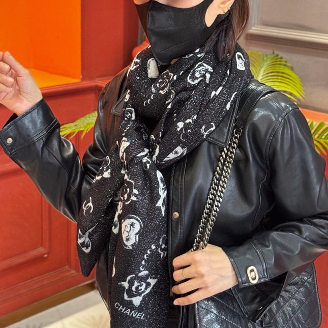 CHANEL 26S PRINTED SHAWL 200 IN SILK 313396