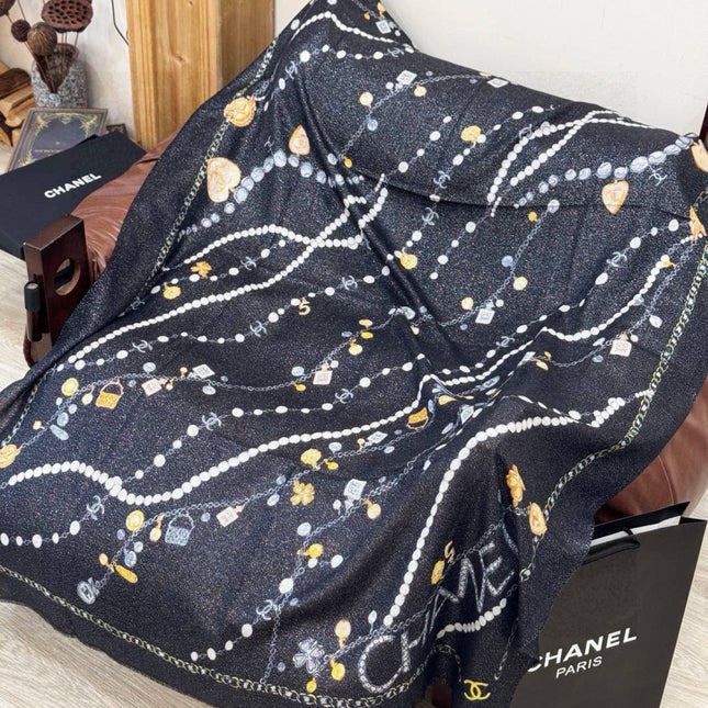 CHANEL 26S PRINTED SHAWL 200 IN SILK 313405