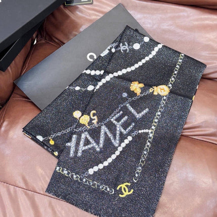 CHANEL 26S PRINTED SHAWL 200 IN SILK 313405