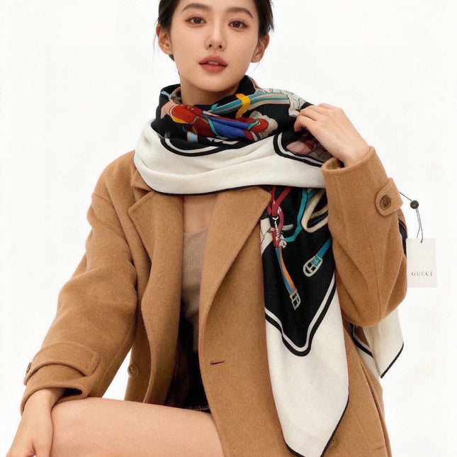 GUCCI 26S SCARF 135 IN CASHMERE AND SILK 315140