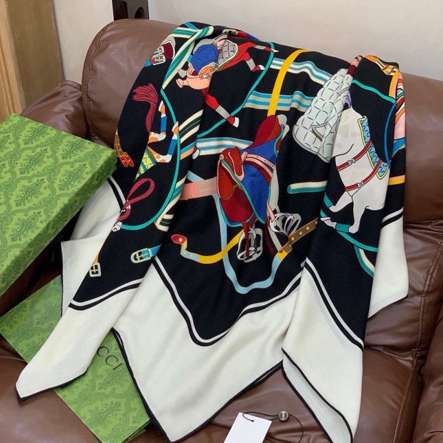 GUCCI 26S SCARF 135 IN CASHMERE AND SILK 315140