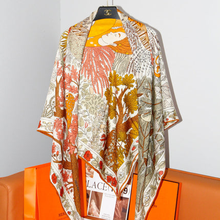 HERMES 26S SCARF 135 IN SILK AND CASHMERE 492457