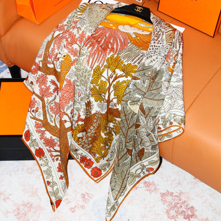 HERMES 26S SCARF 135 IN SILK AND CASHMERE 492457
