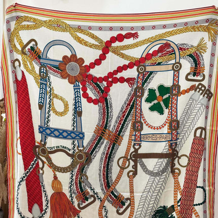 HERMES 26S SCARF 140 IN SILK AND CASHMERE 498493