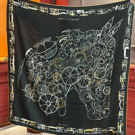HERMES 26S SCARF 140 IN SILK AND CASHMERE 499914