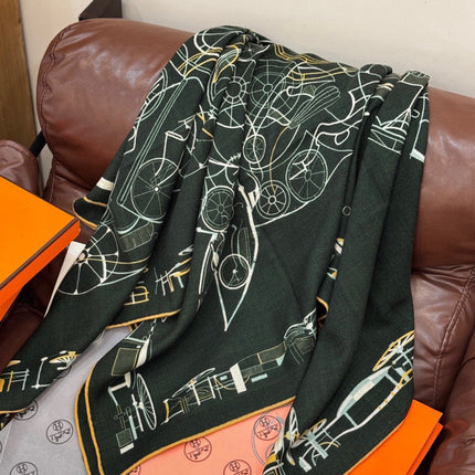 HERMES 26S SCARF 140 IN SILK AND CASHMERE 499914