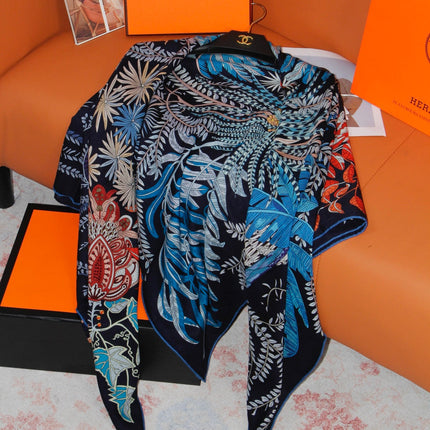 HERMES 26S SCARF 135 IN SILK AND CASHMERE 499970