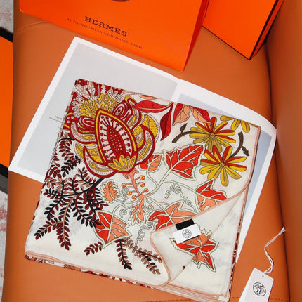 HERMES 26S SCARF 135 IN SILK AND CASHMERE 499969